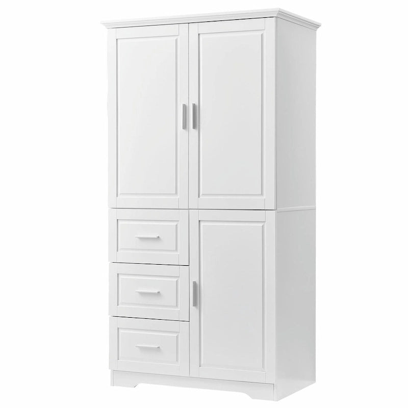 Meuble de rangement haut et large avec portes et trois tiroirs