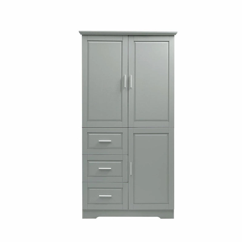 Meuble de rangement haut et large avec portes et trois tiroirs