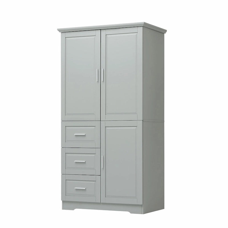 Meuble de rangement haut et large avec portes et trois tiroirs