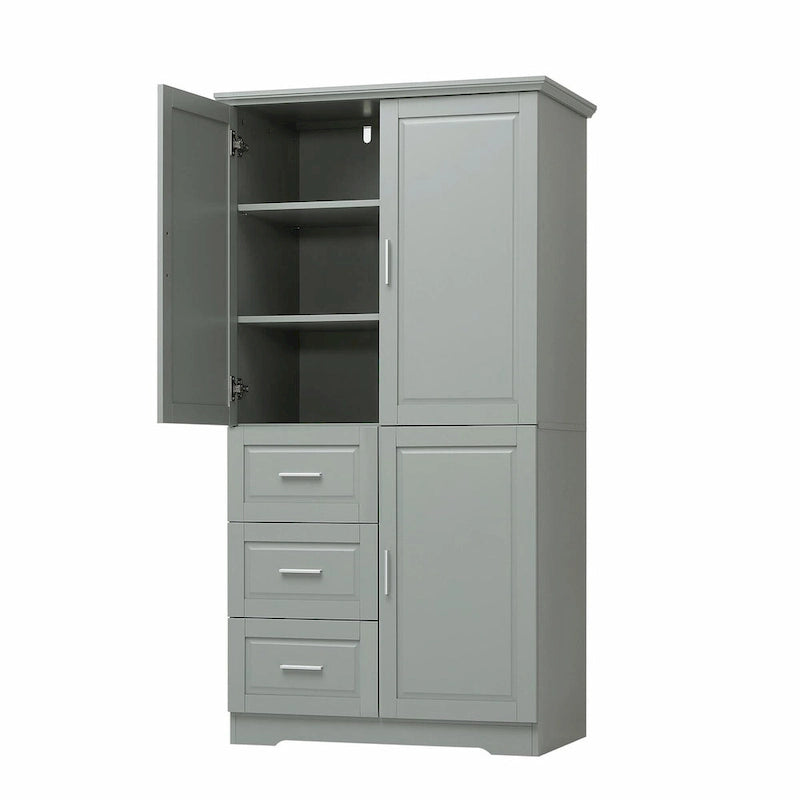 Meuble de rangement haut et large avec portes et trois tiroirs