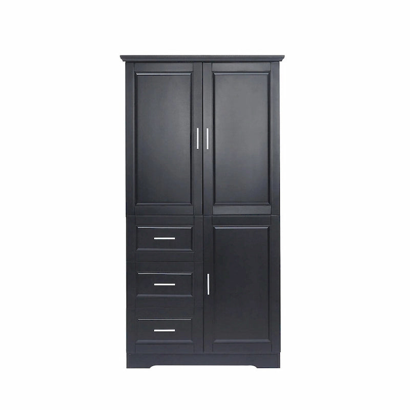 Meuble de rangement haut et large avec portes et trois tiroirs