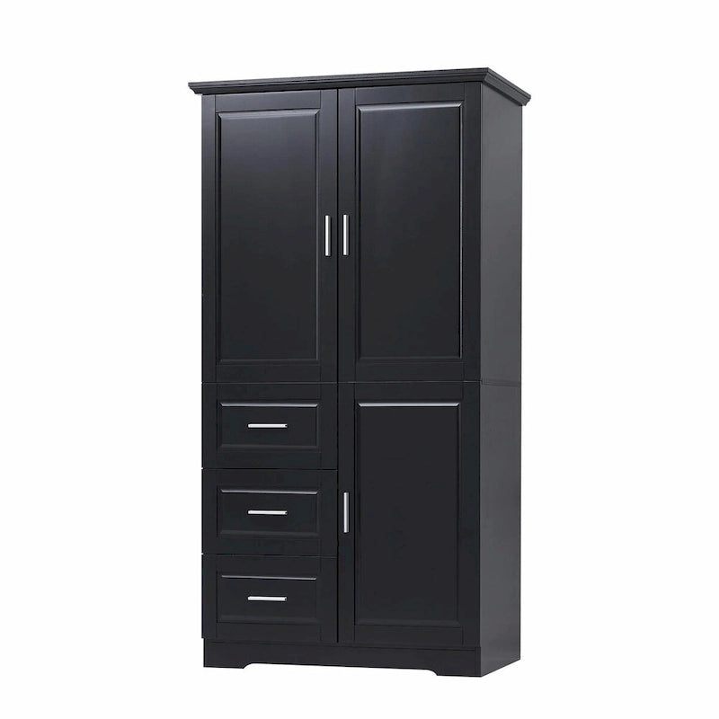 Meuble de rangement haut et large avec portes et trois tiroirs