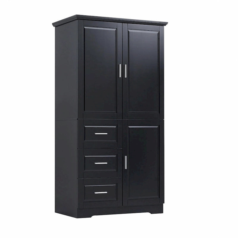 Meuble de rangement haut et large avec portes et trois tiroirs