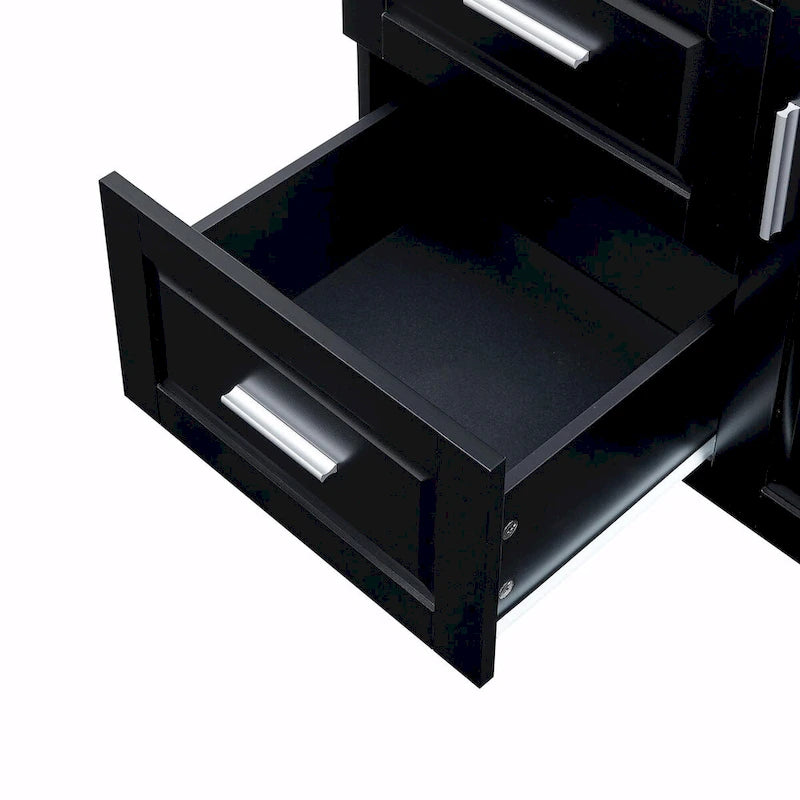 Meuble de rangement haut et large avec portes et trois tiroirs