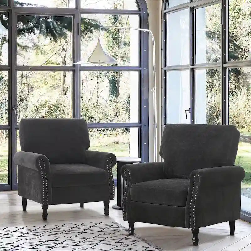 Fauteuil rembourré moderne avec garniture cloutée (lot de 2)