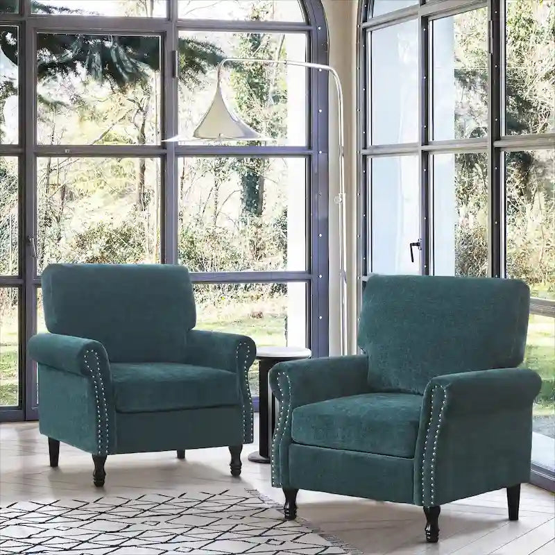Fauteuil rembourré moderne avec garniture cloutée (lot de 2)