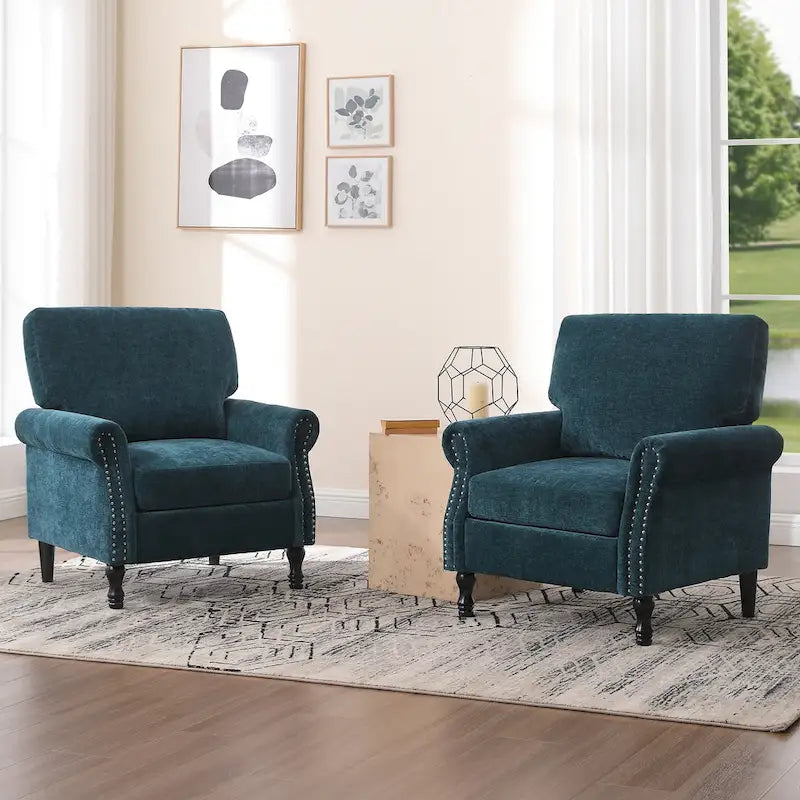 Fauteuil rembourré moderne avec garniture cloutée (lot de 2)