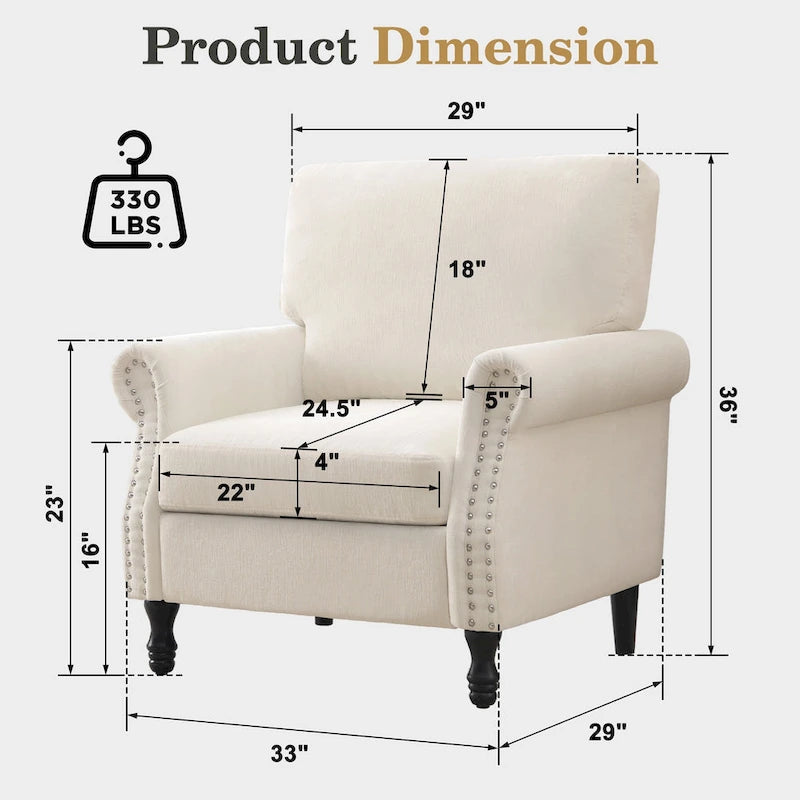 Fauteuil rembourré moderne avec garniture cloutée (lot de 2)