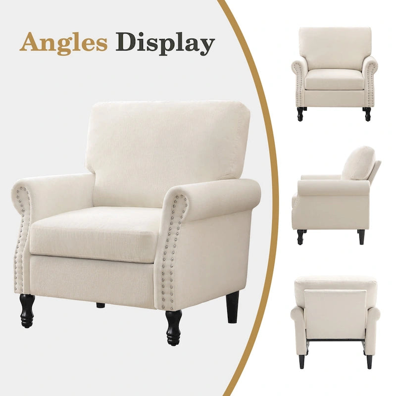 Fauteuil rembourré moderne avec garniture cloutée (lot de 2)