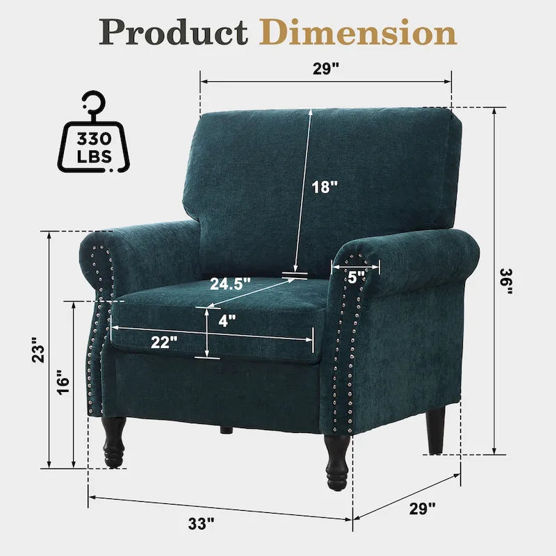 Fauteuil rembourré moderne avec garniture cloutée (lot de 2)