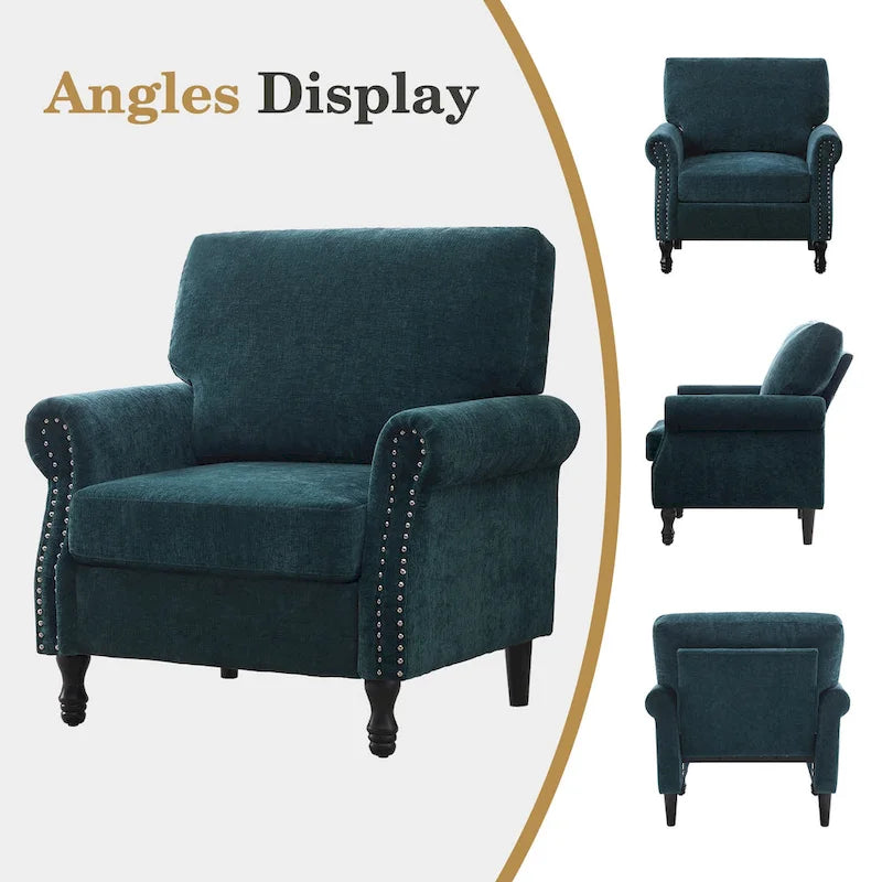 Fauteuil rembourré moderne avec garniture cloutée (lot de 2)