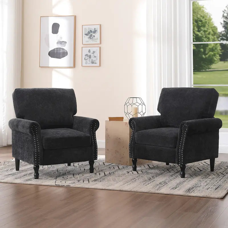 Fauteuil rembourré moderne avec garniture cloutée (lot de 2)