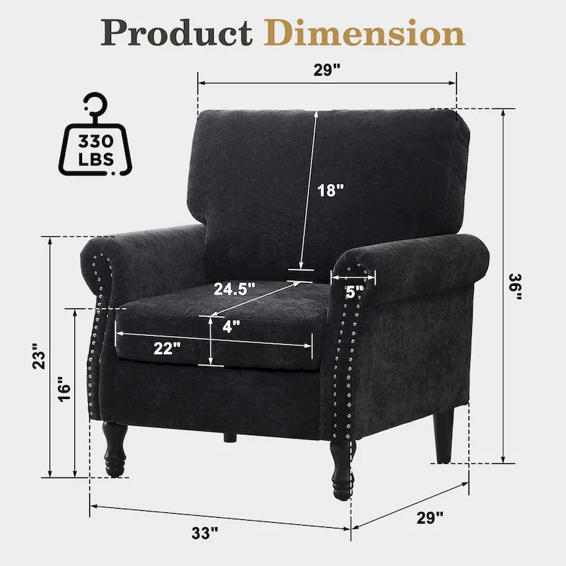 Fauteuil rembourré moderne avec garniture cloutée (lot de 2)