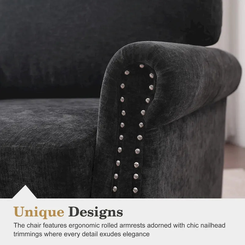 Fauteuil rembourré moderne avec garniture cloutée (lot de 2)