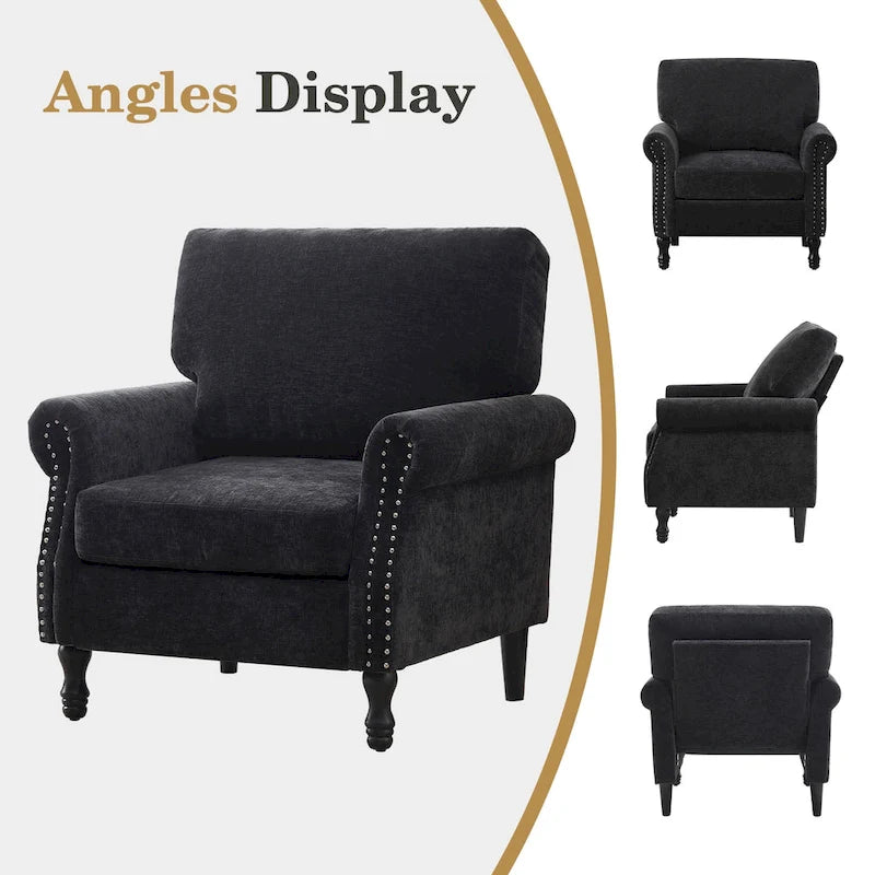 Fauteuil rembourré moderne avec garniture cloutée (lot de 2)