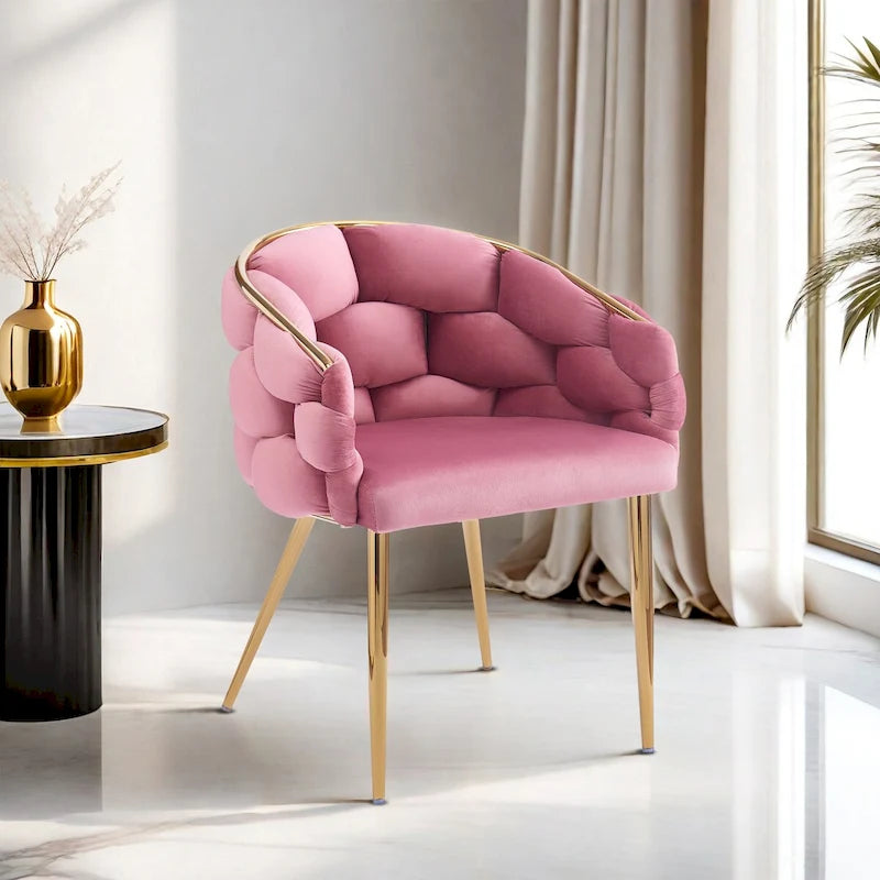 Fauteuil d'appoint de luxe fait à la main avec pieds dorés, fauteuil moderne en velours pour salon et chambre à coucher