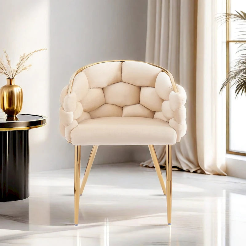 Fauteuil d'appoint de luxe fait à la main avec pieds dorés, fauteuil moderne en velours pour salon et chambre à coucher