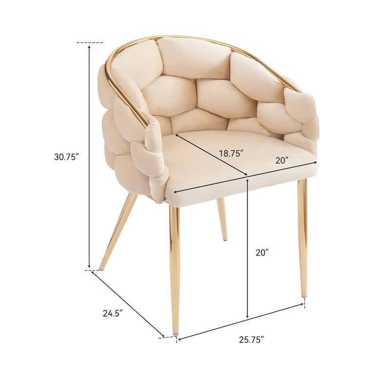 Fauteuil d'appoint de luxe fait à la main avec pieds dorés, fauteuil moderne en velours pour salon et chambre à coucher