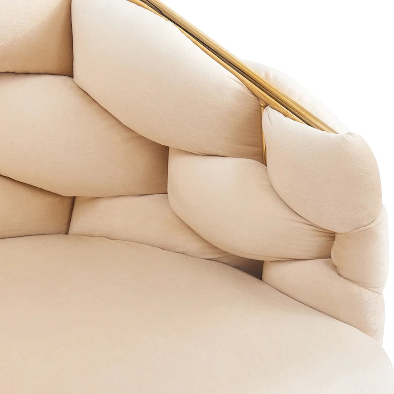 Fauteuil d'appoint de luxe fait à la main avec pieds dorés, fauteuil moderne en velours pour salon et chambre à coucher