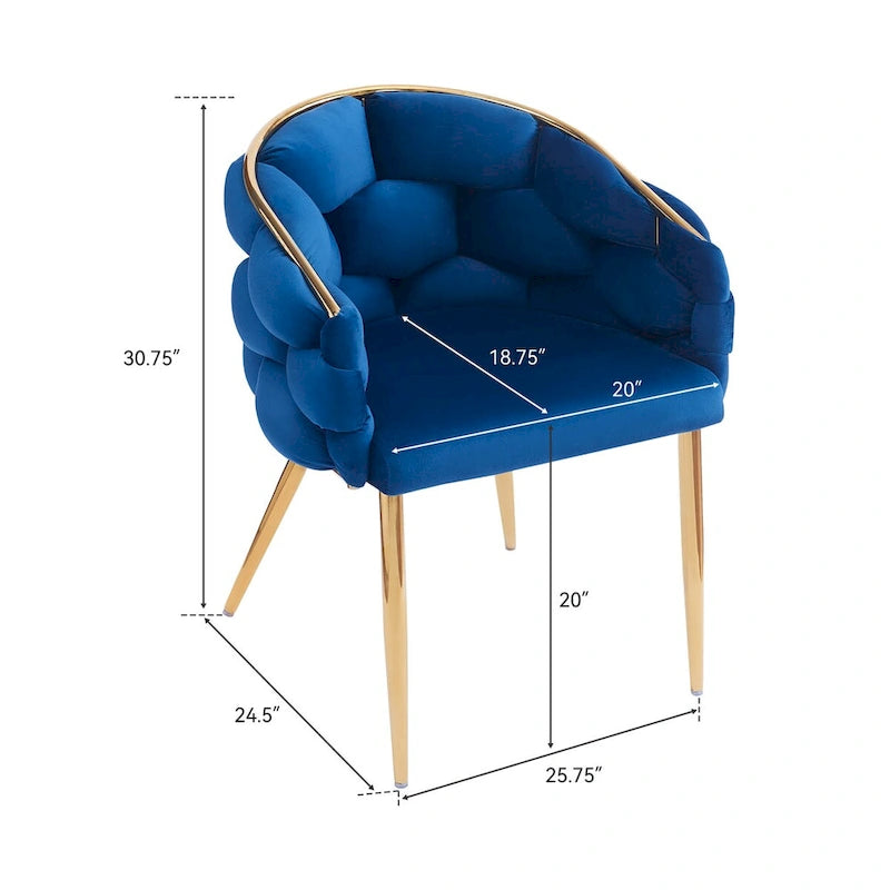 Fauteuil d'appoint de luxe fait à la main avec pieds dorés, fauteuil moderne en velours pour salon et chambre à coucher