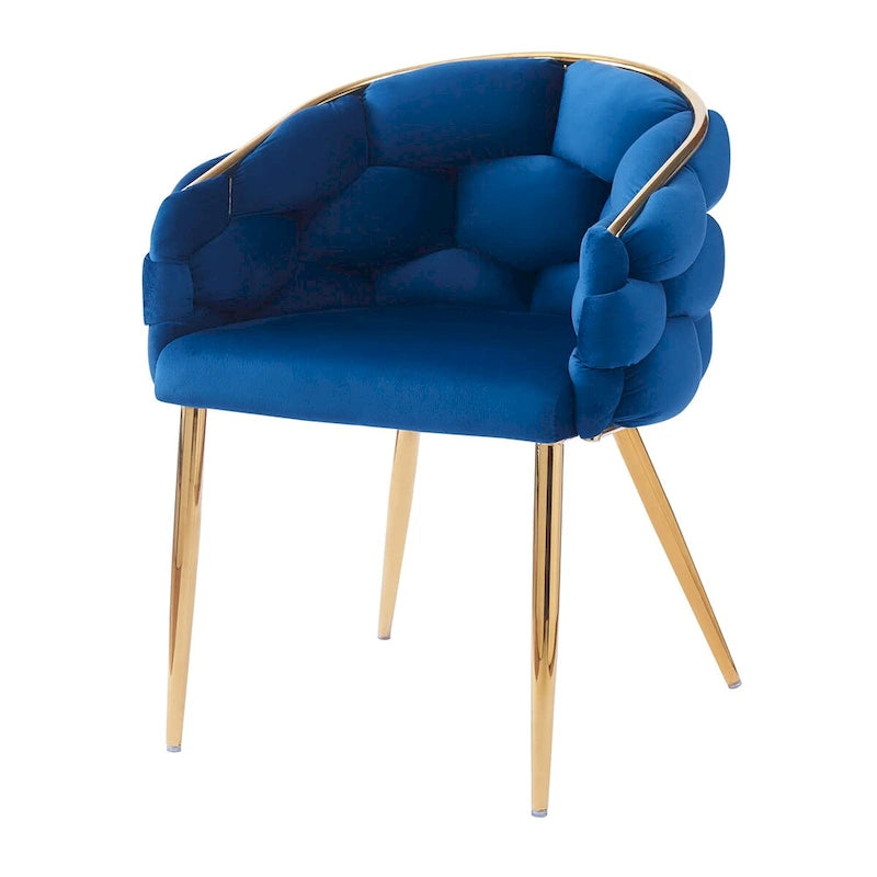 Fauteuil d'appoint de luxe fait à la main avec pieds dorés, fauteuil moderne en velours pour salon et chambre à coucher