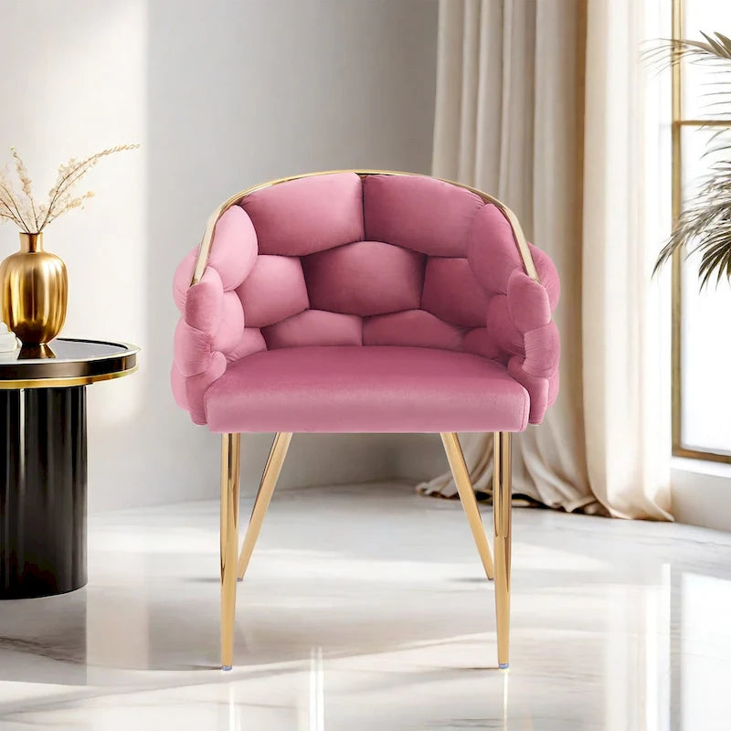 Fauteuil d'appoint de luxe fait à la main avec pieds dorés, fauteuil moderne en velours pour salon et chambre à coucher